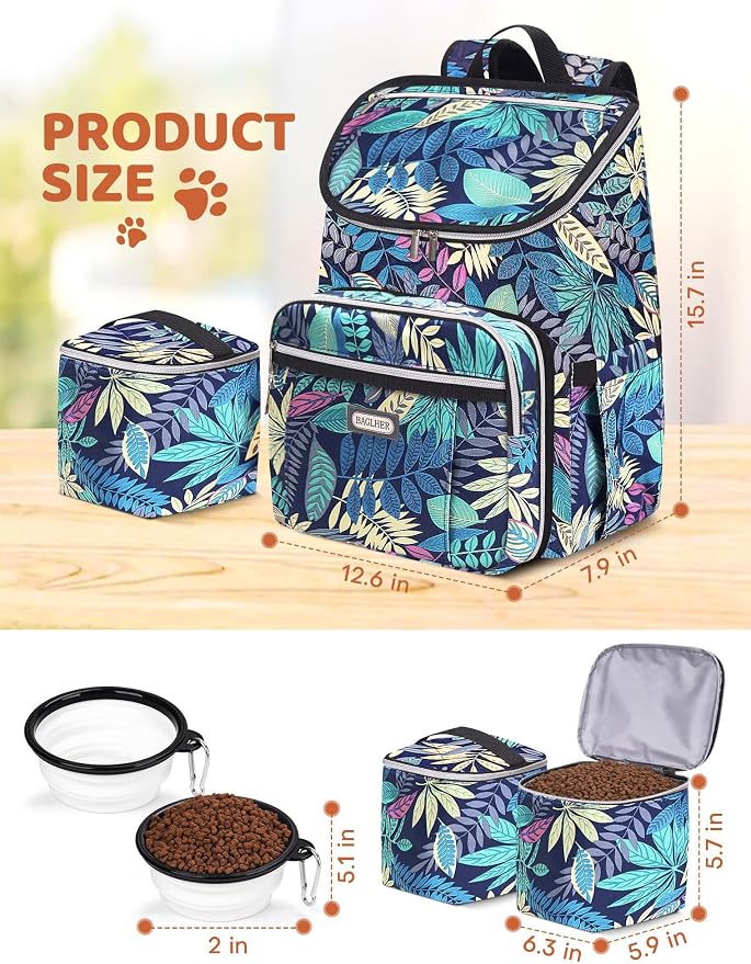 BAGLHER Travel Dog Backpack - Detachable Travel Pet Supplies Gear Backpack,Dog Bag for Traveling with 2 Silicone Collapsible Bowls and 2 Storage Baskets - Image 5