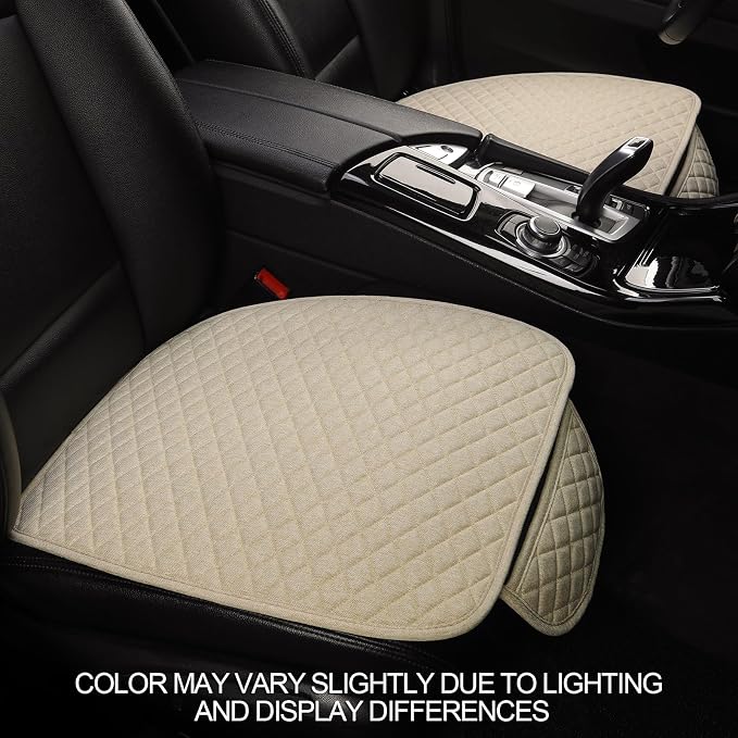 West Llama Linen Car Seat Covers,Bottom Seat Covers for Cars Include 1 Pair Front Driver Seat Pad Mat and 1 Rear Bench Cover for SUVs,Cars,Sedans(3Piece-Beige) - Image 8