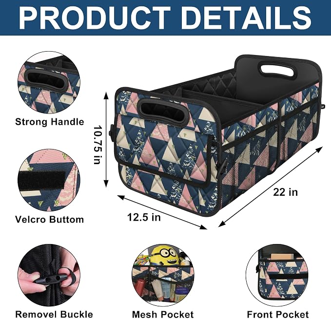 Deosk Trunk Organzier and Storage with Reinforced Handles,Car Accessories for Women/Men 50L Waterproof Polyester for Car/SUV/Minivan/Truck(Medium, Triangle) - Image 3