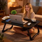 Fayquaze Laptop Desk, Portable Foldable Lap Bed Desk, Laptop Table Tray | Storage Drawer and Cup Holder, Lap Desk Lap Stand Tray Table Floor Table Serving Tray for Eating, Reading and Working - Image 9