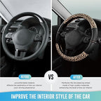 Road Comforts Leopard Steering Wheel Cover for Women, Cute Anti-Slip Microfiber Leather, Universal Fit 14.5-15 Inch Round Steering Wheel - Black - Image 3