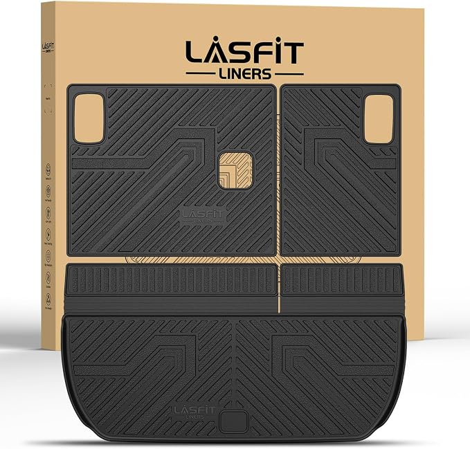 LASFIT Trunk Mat with Backrest Mat for Chevrolet Chevy Traverse 2009-2017 | Buick Enclave 2008-2017, All Weather TPE Custom Fit Cargo Mat Trunk Liner with Backrest Mat, Black by LASFIT