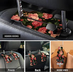 Car Seat Headrest Hook, Universal Leather Cute Hanger Holder Hook, Storage Organizer Interior Accessories for Purse Bags Handbag Cute Red Flowers - Image 3