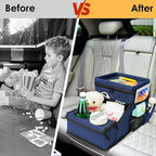 Backseat Organizer for Kids & Adults – Car Seat Cooler Warmer with 2-in-1 Writing Tray, Cup Holders & 11 Storage Compartments | Road Trip Car Organizer for Front & Back Seat (Black) (Navy Blue) - Image 7