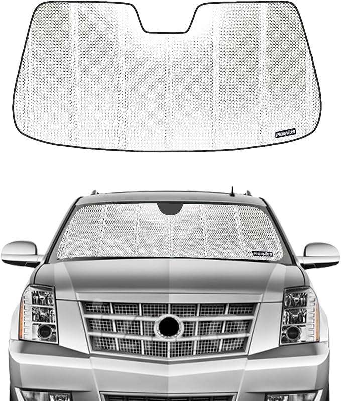 Pigenius Windshield Sun Shade for Cadillac Escalade/ESV/EXT 2007-2014. Reflective Aluminum Film Front Window Sunshade - BLAZBLOCK by Pigenius