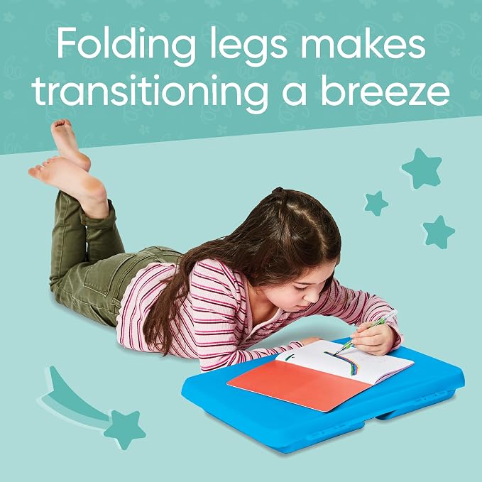 Hearthsong Foldable Lap Desk for Kids with Storage - Ideal Floor Desk for Drawing, Studying, Portable Folding Travel Lap Table, Versatile Bed Desk & Lap Tray (Blue-V2) - Image 5