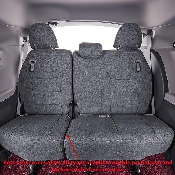 Car Seat Covers Custom Fit for 2021-2026 Toyota Sienna LE,XLE (8-Seater) Van,2nd Row Bench w/Removable Middle Seat,Breathable UV-Resistant Polyester Seat Protector (Full Set,Gray) - Image 5