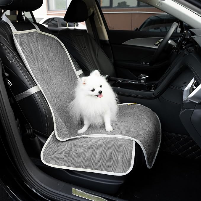 FUNNY FUZZY Dog Car Seat Cover for Front Seat, Dog Seat Cove Waterproof, Scratchproof Non-Slip Car Seat Protector, Universal Fit Most Cars, SUVs, Trucks, Grey by FUNNYFUZZY