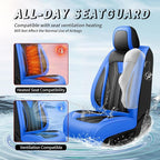 Fit Camry Premium Leather Car Seat Covers for Toyota Camry 2012-2025 2026 - Waterproof，Breathable，All-Weather Seat Cushion Protecto & Airbag Compatible, Full Set Blue&Black - Image 4