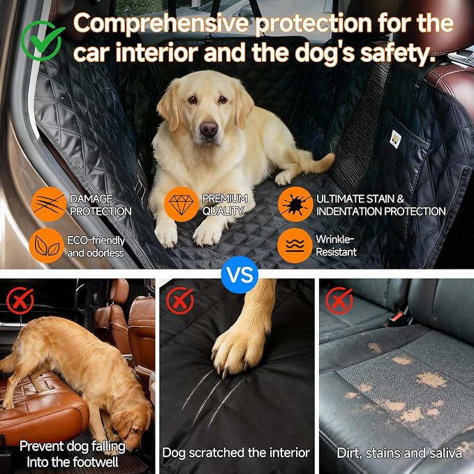 PETTALK Deluxe 2 Sided Dog Car Cover for Back Seat,Waterproof Protector | Hammock Cover Double Comfort 4 Season,Durable Heavy Duty,Anti Scratch,Non-Slip,Odorless,Car SUV Truck,Dog Seat Belt Included - Image 5