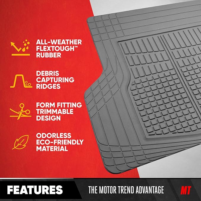 Motor Trend FlexTough Rear Cargo Mat – Heavy-Duty Trimmable Car Trunk Mat for Back of SUV, Universal Rear Cargo Liner for SUV, Flexible Trunk Liner, Automotive Floor Mats & Cargo Liners (Gray) - Image 3