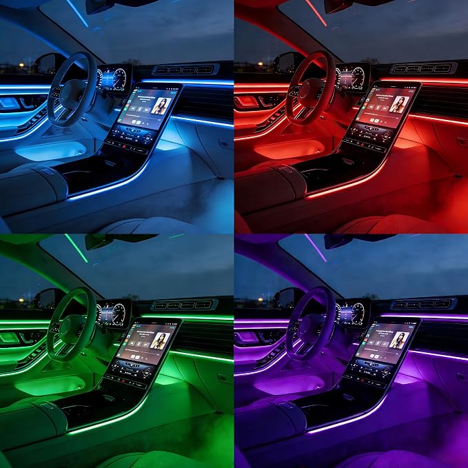 Interior Car LED Lights, 5 in 1 RGB Ambient Lighting Kit with 236" Fiber Optic, 16 Million Colors, APP Control, Music Sync Car Neon Lights for Cars, Trucks, SUVs - Image 2