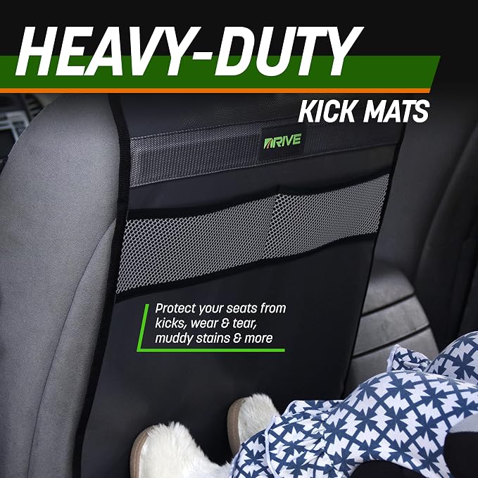 DRIVE AUTO PRODUCTS - 2 Pack Car Seat Back Protectors, Reversible Kick Mats - Gray - Image 2