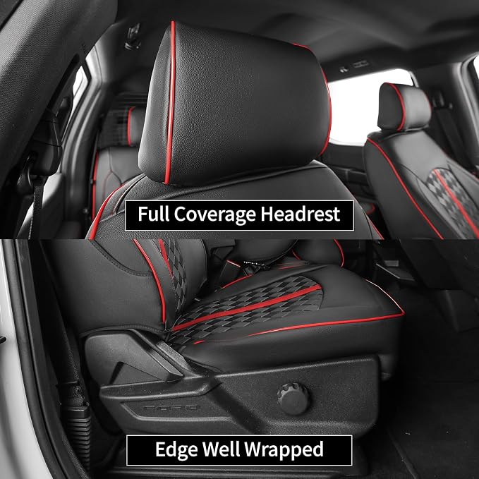 F150 Raptor Seat Covers 2017-2020 SuperCrew Custom Fit Full Set | Fits 2017-2020 Ford F150 Raptor SuperCrew with Waterproof Faux Leather Covers and Airbag Compatibility for Truck Protection - Image 2