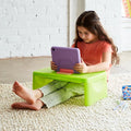 HearthSong Foldable Lap Desk for Kids with Storage - Ideal Floor Desk for Drawing, Studying, Portable Folding Travel Lap Table, Versatile Bed Desk & Lap Tray, Green by Hearthsong%C2%AE