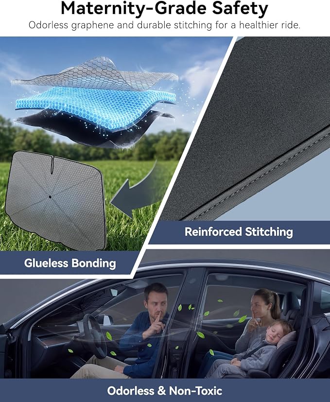 Car Windshield Sun Shade Umbrella, Foldable Sunshade Cover, Large | Front Window Visor, UV Rays, Heat Protection, Custom Fit, Cool Interior, Shield & Protector Accessories, Sunshades, SUV Truck - Image 8