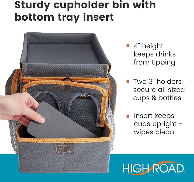 High Road CarHop Car Caddy Organizer with Tray, Trip Cooler and Cup Holder | Middle Seat Organizer for Kids Toys and Snacks in the Backseat and Passenger Seat Car Snack Organizer for Drivers - Image 5