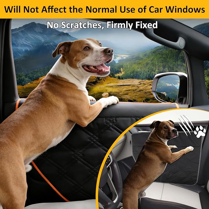 Falala Dog Car Door Protector 28.7" x 22 - Heavy Duty Pet Car Door Guard for Full-Size SUV & Trucks, Reinforced Stay-in-Place Insert Tabs, Waterproof Scratch-Proof Door Cover 2 PCS - Image 4