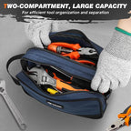 Tool Bag 2-Pack 12" 10", Divider Zipper Pouch, Small Tool Box Organizer | Waterproof, Heavy-duty Oxford, Smooth Zipper, Handle & D-Ring, Storage Case for Car Work Tool. Electrician Gift, Orange/Blue - Image 3