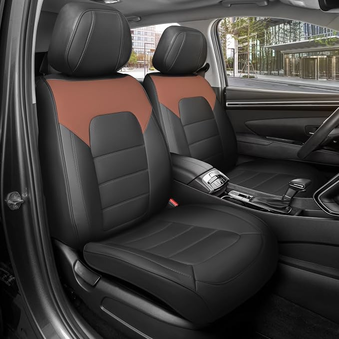 MotorBox Cabin King Western Estate Leather Seat Covers for Trucks & Cars | Brown and Black Car Seat Covers, Waterproof Leather Seat Covers, Car Accessories, Seat Protector, Universal Fit by Motorbox