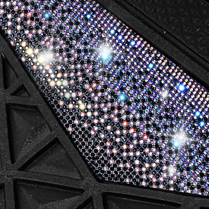 CAR PASS Dazzle Colour Change Car Mats Diamond Floor Mats Full Set Anti-Slip 3D Rhombus Waterproof Universal Trim Fit Liner Glitter Crystal Sparkly Shining Rhinestone Girl Women SUV Sedan Van Colorful - Image 7