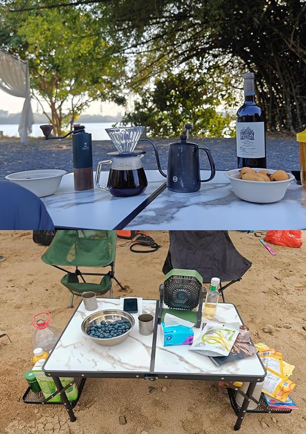 Titanker Folding Camping Table 3ft, Folding Picnic Table, Large Camp Table Portable with Extra Side Racks & Storage Net, Outdoor Patio Table, RV/Car Camping Essentials, Aluminum Light & Solid - Image 5