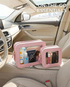 Makeup Bag Set of 2,Travel Toiletry Bag for Women, Small Cosmetic Bags Cute PVC Makeup Pouch for Purse Emergency Bag Car Accessory Bag for Girls (2Pack-Standard&Square, Light Pink) - Image 5