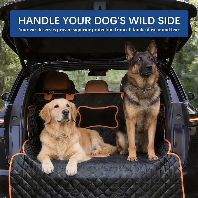 SUV Cargo Liner for Dogs,Waterproof Dog Trunk Cover for Full-Size SUVs | Waterproof PU Leather | Fits Full-Size SUVs | 19.5" Side Flaps | 19.5" Bumper Flap - Image 9