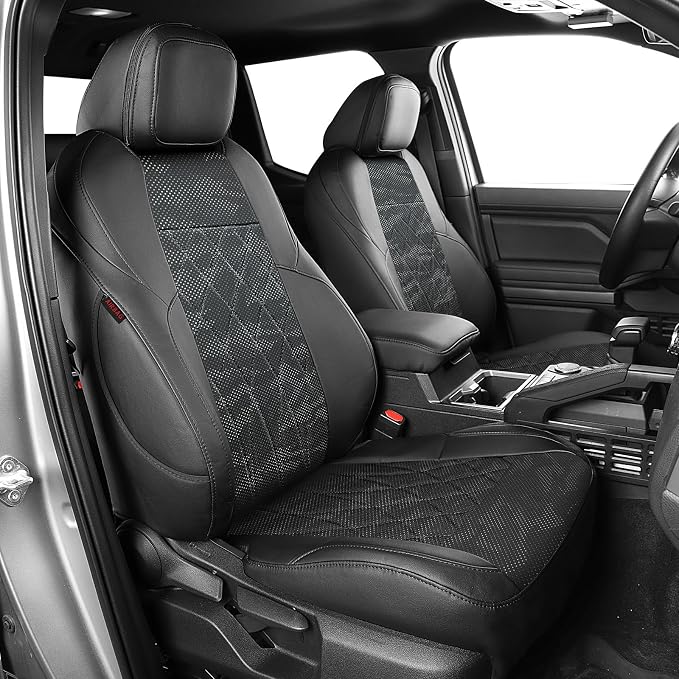 EKR Tacoma Seat Covers Custom Fit for Toyota Tacoma 2016 2017 2018 2019 2020 2021 2022 2023 Double Cab/Crew Cab -Truck Seat Covers for Car Full Set,Faux Leather(Black/Gray Camo A63) by EKR