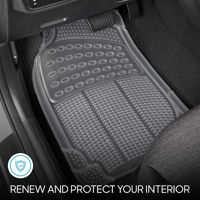 BDK 4-Piece Rubber Transparent Clear Floor Mats Heavy Duty for Front & Rear Car Truck Van SUV, All Weather Protection, Universal Fit - Image 2