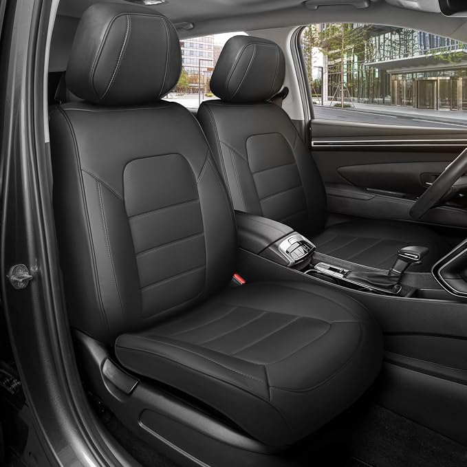 MotorBox Cabin King Black Label Leather Seat Covers for Trucks & Cars | Black Car Seat Covers, Waterproof Leather Seat Covers, Car Accessories, Seat Protector, Universal Fit by Motorbox