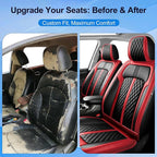Fit CX-9 Seat Covers Custom Fit for Mazda CX-9 2007-2024, Front Pair | Premium Leather Full Coverage Protectors, Waterproof, Breathable, Scratch Resistant, Easy Wipe, Airbag Compatible, Black+Red - Image 4