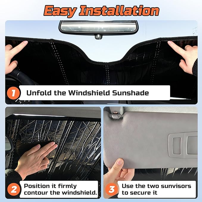 2023-2026 Accord Windshield Sun Shade Compatible for 2023-2026 Honda Accord Silver Reflective Foldable Front Sun Visor Sunshade Protector with Storage Bag Keep Interior Cool - Image 8