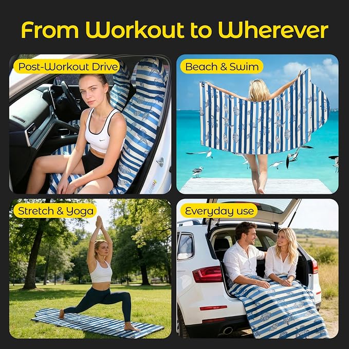 Car Seat Towel Cover, Full-Sized, Sweat Absorbing Towel for Gym - Turtle | Washable quick-dry towel cover protects front seats from sweat and water after gym, workout, running, beach and swimming - Image 6