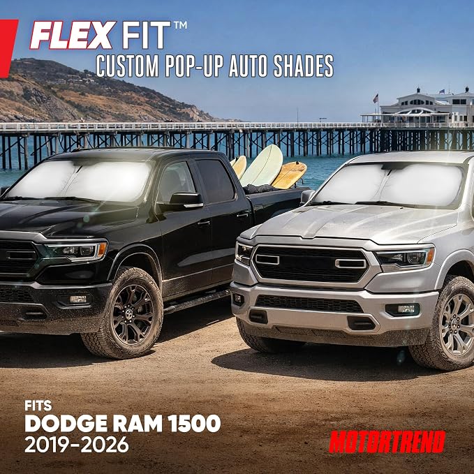 Motor Trend Custom Fit Dodge Ram 1500 Windshield Sun Shade - Fits All (2019-2026) Trims - Foldable Pop-Up Car Windshield Sunshade Dodge Ram 1500 Accessories - Automotive Ram Truck Interior Protection - Image 2