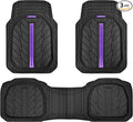 CAR PASS Tire Tread DeepDish Rubber Floor Mats for car Heavy Duty car mats All Weather, Universal XL~M Trim to Fit for Truck SUV Vehicle Automotive, Waterproof car mats 3 Piece (Purple Black) by CARPASS