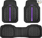 CAR PASS Tire Tread DeepDish Rubber Floor Mats for car Heavy Duty car mats All Weather, Universal XL~M Trim to Fit for Truck SUV Vehicle Automotive, Waterproof car mats 3 Piece (Purple Black) by CARPASS