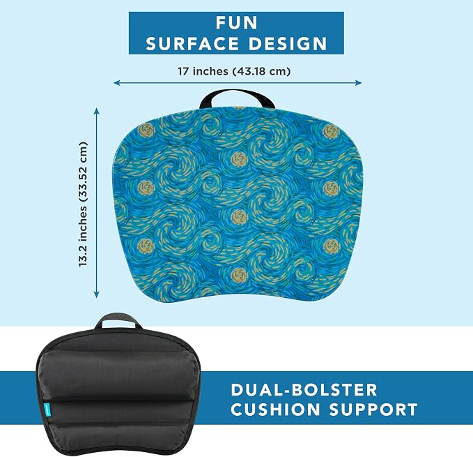 LAPGEAR MyStyle Lap Desk – Starry Blue, Fits 15.6” Laptops | Dual-Bolster Microbead Cushion, Built-In Carry Handle, Ergonomic Curved Front Edge - Image 5