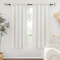 RYB HOME Linen Textured Semi Sheer Curtains 63 inches Long for Living Room | Half Privacy, Light Filtering, Faux Linen Blend, Office Nursery Dorm Bathroom, W52 x L63, Linen by RYBHOME