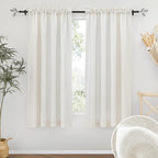 RYB HOME Linen Textured Semi Sheer Curtains 63 inches Long for Living Room | Half Privacy, Light Filtering, Faux Linen Blend, Office Nursery Dorm Bathroom, W52 x L63, Linen by RYBHOME