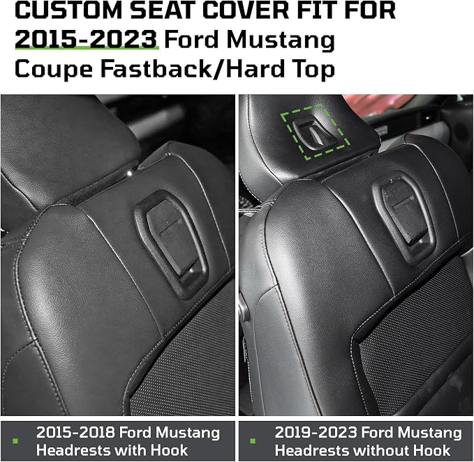 Custom Leather Car Seat Covers for Ford Mustang 2015-2023 Coupe, Red | Full Coverage Waterproof Car Seat Protector,Front & Rear Full Set,Split Backrest Compatible,Wear-Resistant,Airbag Compatible - Image 8