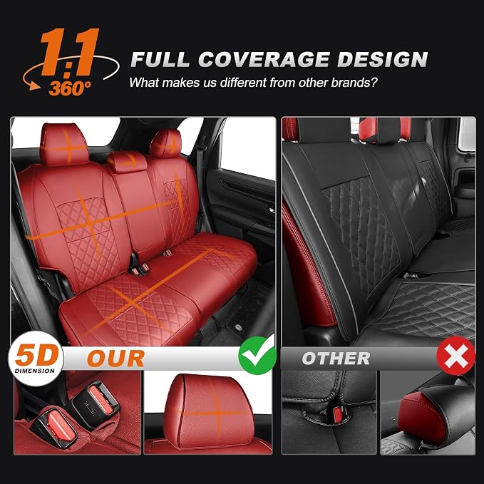 Custom Fit Seat Covers for Honda CRV: 2023 2024 2025 2026 | Front&Rear Full Set Faux Leather Car Seat Cover Waterproof Airbag Compatible (5 Seats,Red) - Image 6