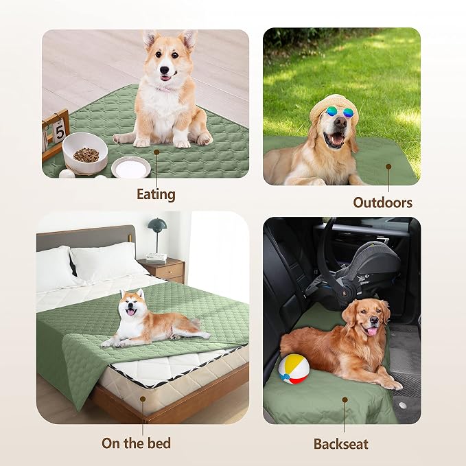 gogobunny 100% Double-Sided Waterproof Dog Bed Cover Pet Blanket Sofa Couch Furniture Protector for Puppy Large Dog Cat, Reversible (32x53 Inch (Pack of 1), Dark Green/Light Green) - Image 6