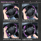 CAR PASS Line Rider Microfiber Leather Sporty 14.5-15 inch Steering Wheel Cover Universal Fits for 95% Truck,SUV,Cars, Anti-Slip Safety Comfortable Design (Black Purple) - Image 6