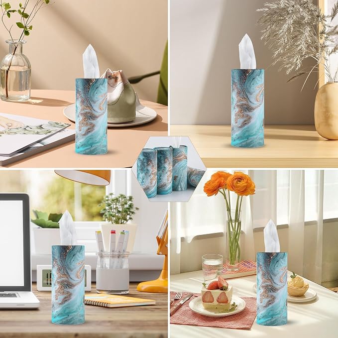 SINGARO Car Tissue Holder, 4 Pack Car Cup Holder Facial Tissues with Travel Tissue Bag, Quick and Convenient Flower Combination Car Tissue Box(4 Canisters/200 Tissues) Green - Image 6
