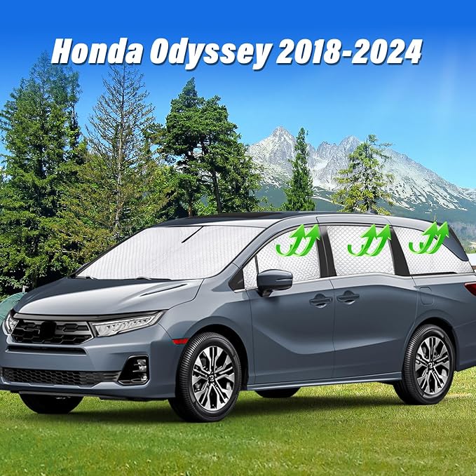 KMF 8pcs Thicken Sun Shades for Honda Odyssey Elite 2018-2024 Accessories,Windshield Sunshade Full Car Window Covers Sunshade for Side Rear, UV Block and Privacy Blackout for Car Camping Outdoor - Image 5