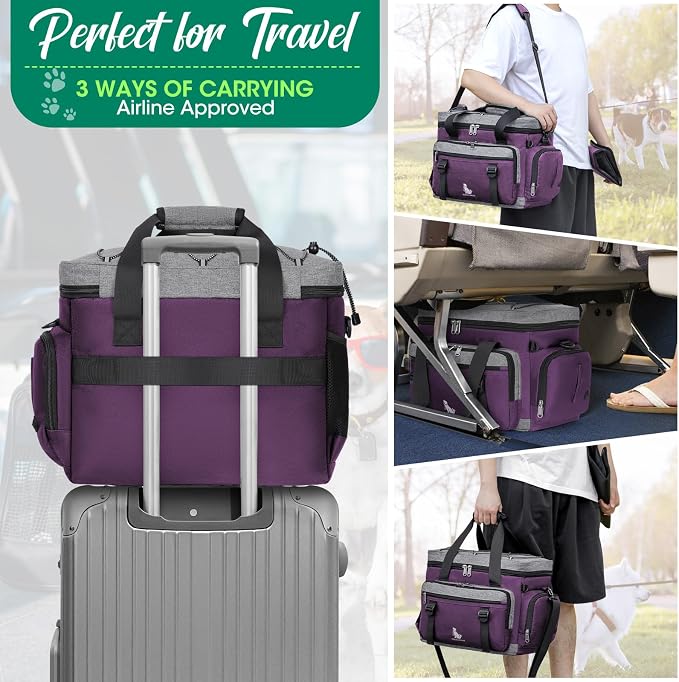 IGOLUMON Dog Travel Bag Large Waterproof Pet Travel Bags Set for Supplies | Weekend Travel Kit Tote Organizer Multi-Pocket Food Travel Bag with 2 Extra Large Food Containers, 2 Dog Bowls, 1 Feeding Mat - Image 6
