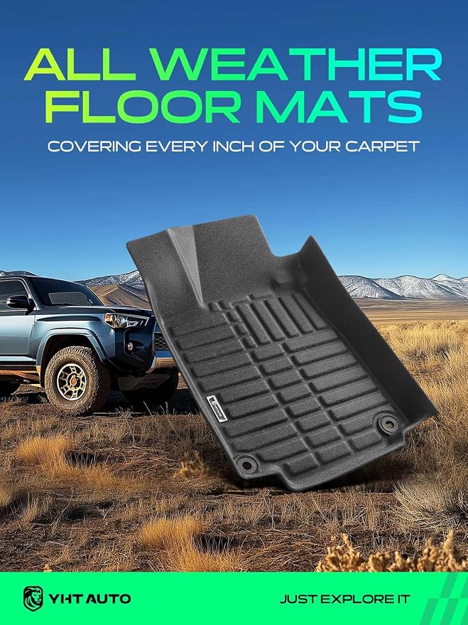 YHTAUTO Automotive Floor Mats for Honda CR-V 2012-2016 | for Carpet Flooring Only | TPE All Weather Car Mats, Anti-Slip & Custom Fit Floor Liners | Front & 2nd Row, Black, Set of 3 - Image 2