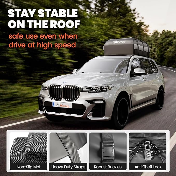 Car Rooftop Cargo Carrier Bag - 100% Waterproof Heavy Duty Car Roof Luggage Carrier 15 Cubic Feet, Fits All Vehicles with/Without Roof Rack - Easy Install & Triply Reinforced for Secure Use - Image 4