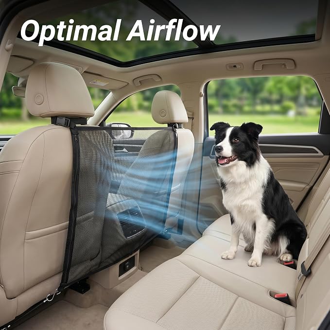 Dog Car Net Barrier for Back Seat, Pet Mesh Divider Gate Between Seats, SUV Truck Backseat Safety Barrier for Dogs Travel - Image 3